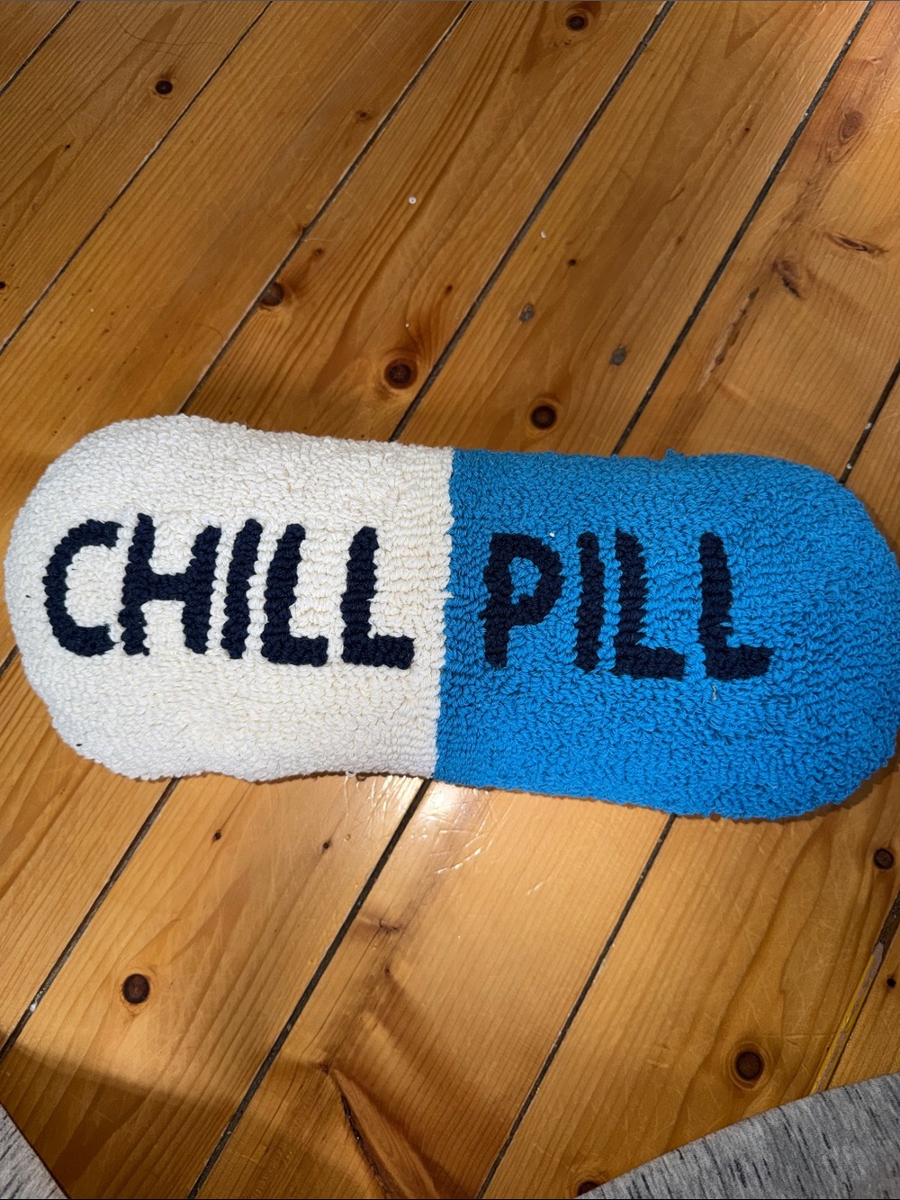CHILL PILL Decorative Pillow - Blue & White Plush Accent